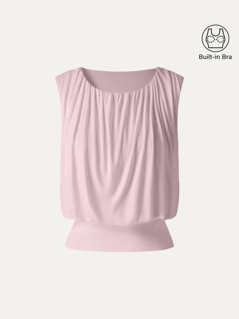 OGL Round Neck Gathered Sleeveless Bra Top Pink NWT Small MSRP $63